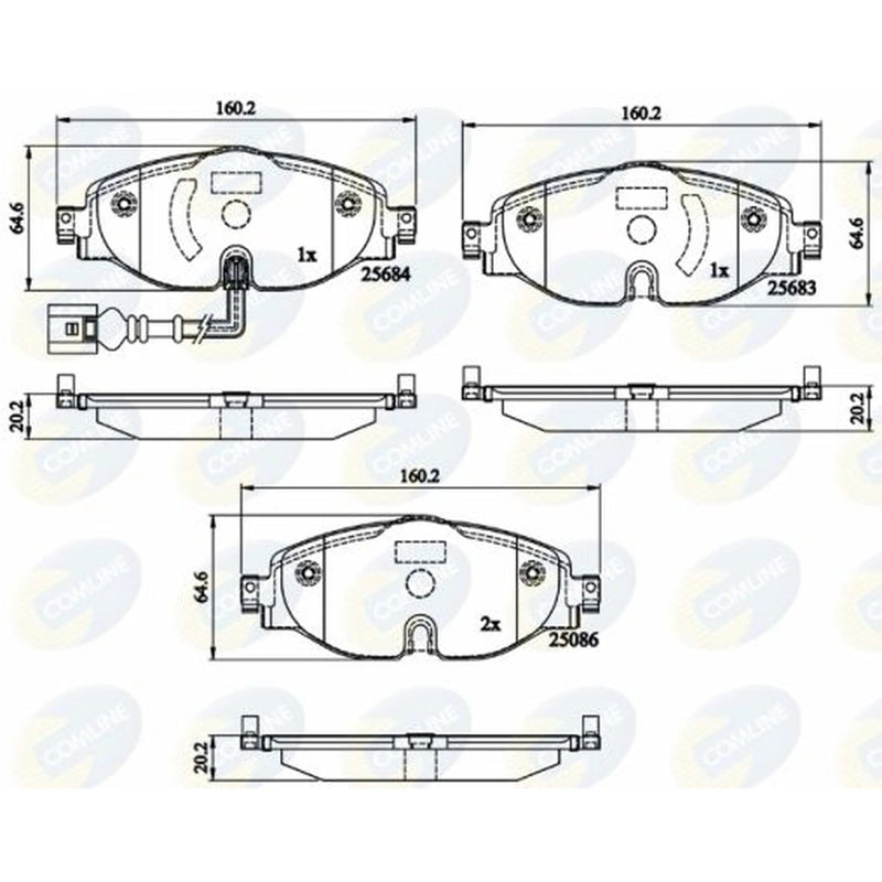 Comline 4 x Front Brake Pad Set fits Audi A1 2018 on