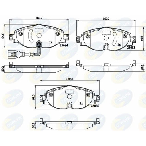 Comline 4 x Front Brake Pad Set fits Audi A1 2018 on