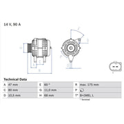 Bosch Car Alternator 12V 0 986 041 960