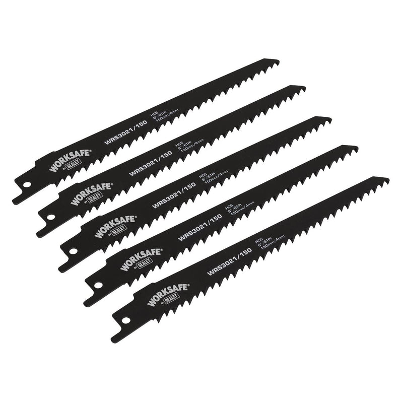 Sealey Reciprocating Saw Blade 150mm 6tpi Pack of 5 WRS3021/150 Sealey - Dynamic Drive