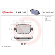 Brembo 4 x Rear Brake Pad Set fits Audi A1 2011-2018 1.4 1.8 2.0