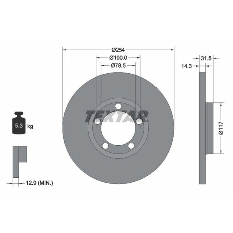 Textar 2 x Solid Brake Discs 92037900
