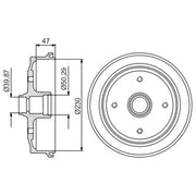 Bosch 2 x Brake Drums fits VW Beetle 1960-1992 1.2 1.3
