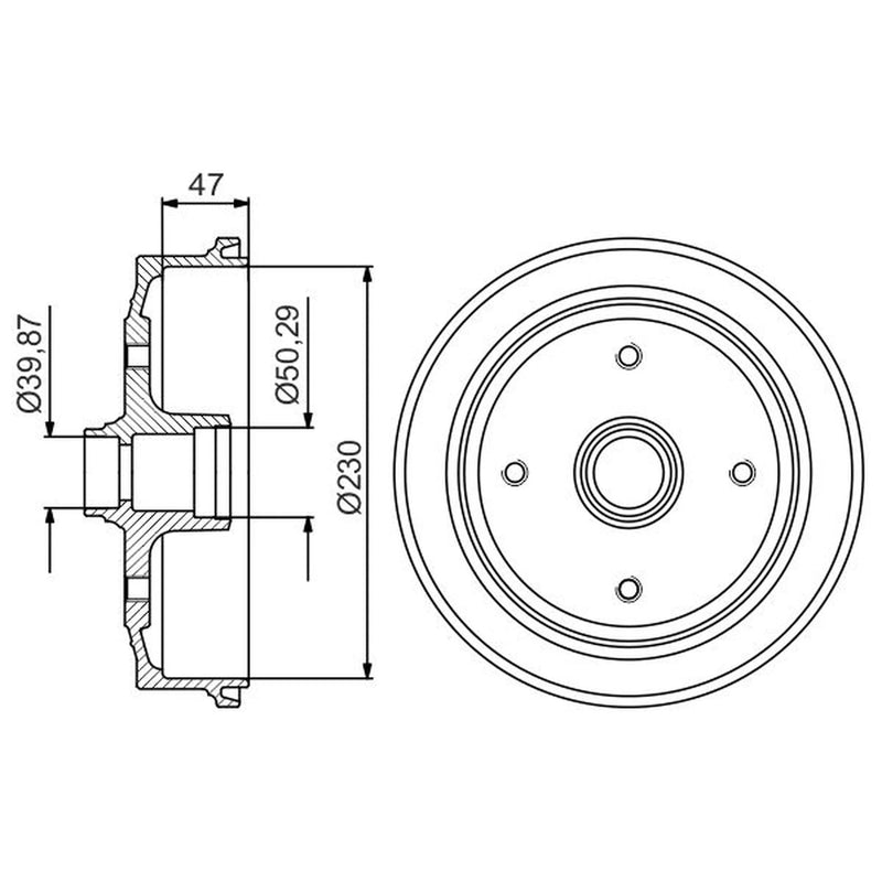 Bosch 2 x Brake Drums fits VW Beetle 1960-1992 1.2 1.3