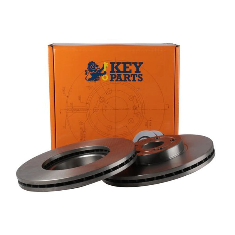 Key Parts 2 x Vented Brake Discs fits Toyota Avensis 2003-2008 1.6 1.8 2.0