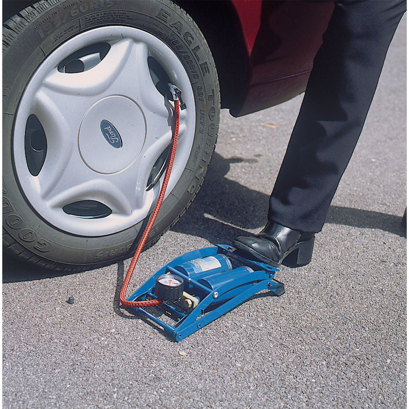 Draper Double Cylinder Foot Pump with Pressure Gauge 25996 Draper - Dynamic Drive