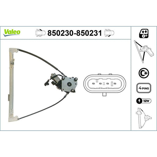 Valeo Electric Window Regulator Lifter Right Front 850231