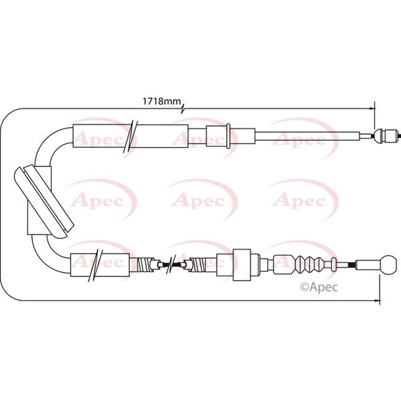 Apec Handbrake Cable Right Rear fits Audi A4 B6 2000-2004