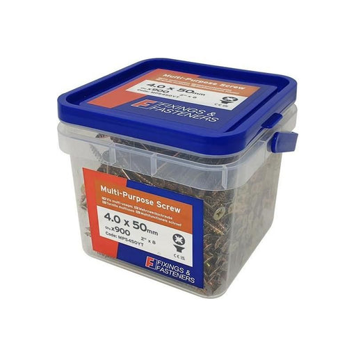 Forgefix Multi-Purpose Pozi Compatible Screw CSK ST ZYP 4.0 x 50mm Tub 900 ForgeFix - NN4 Online