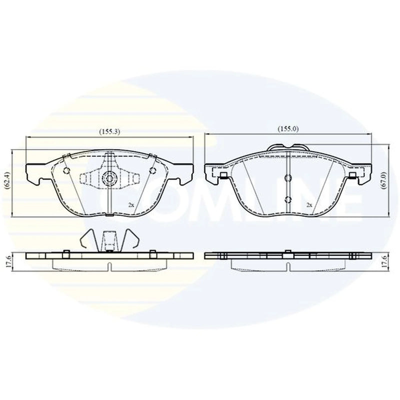 Comline 4 x Front Brake Pad Set fits Ford Kuga II 2013-2019 1.5 1.6