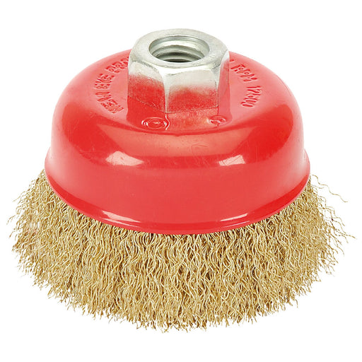 Draper Brassed Steel Crimped Wire Cup Brush, 75mm, M14 41444 Draper - Dynamic Drive