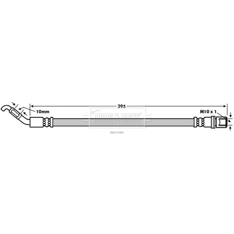 Borg & Beck Brake Hydraulic Hose Line Front Right BBH7688
