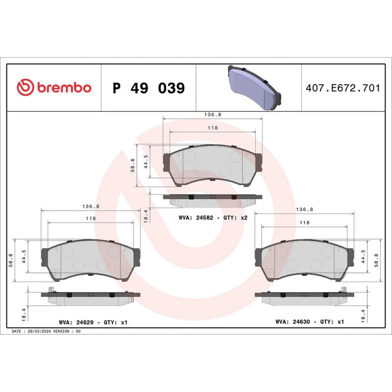 Brembo Front & Rear Pads fits Mazda 6 2007-2013 1.8 2.0 2.2 2.5