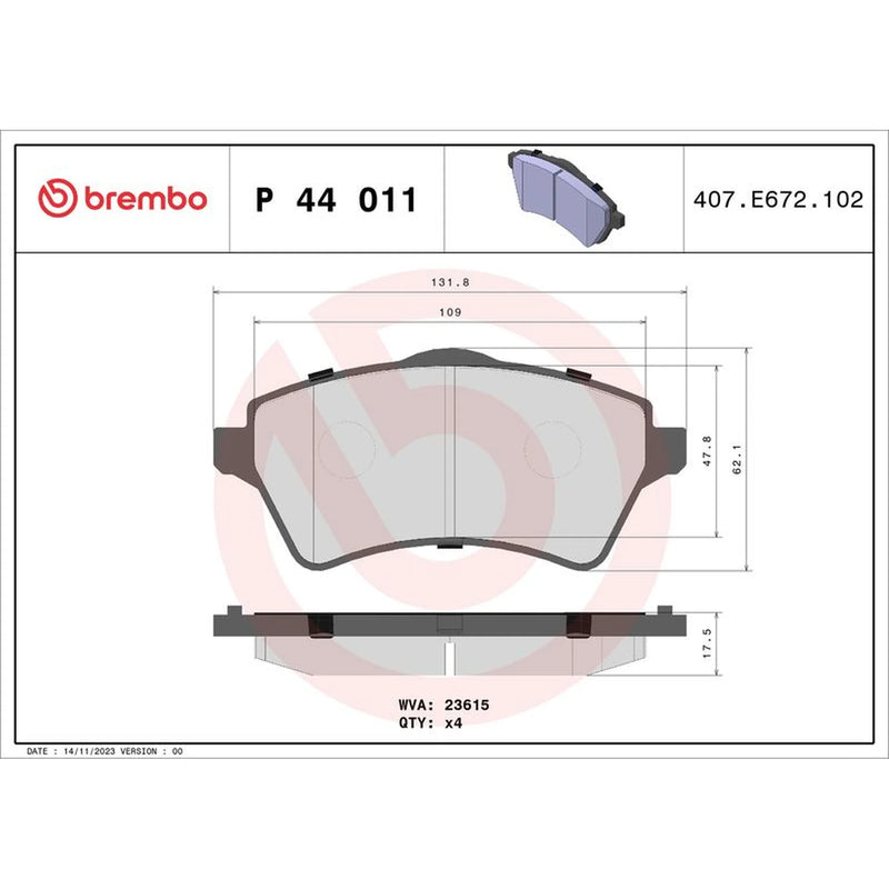 Brembo Front Brake Pad Set fits Land Rover Freelander I 1998-2006 1.8 2.0 2.5