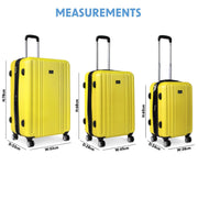 Dellonda 3-Piece Lightweight ABS Luggage Set with TSA Lock - Yellow Dellonda  - Dynamic Drive