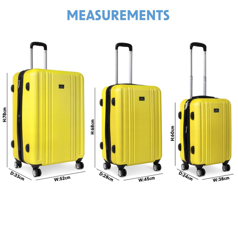 Dellonda 3-Piece Lightweight ABS Luggage Set with TSA Lock - Yellow Dellonda  - Dynamic Drive