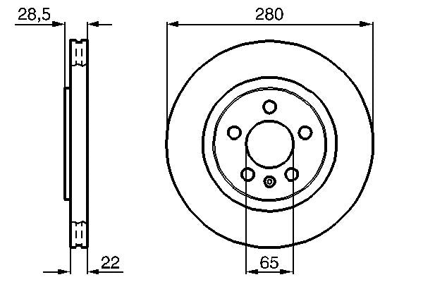 Bosch 2 x Vented 280mm Brake Disc 0986478542
