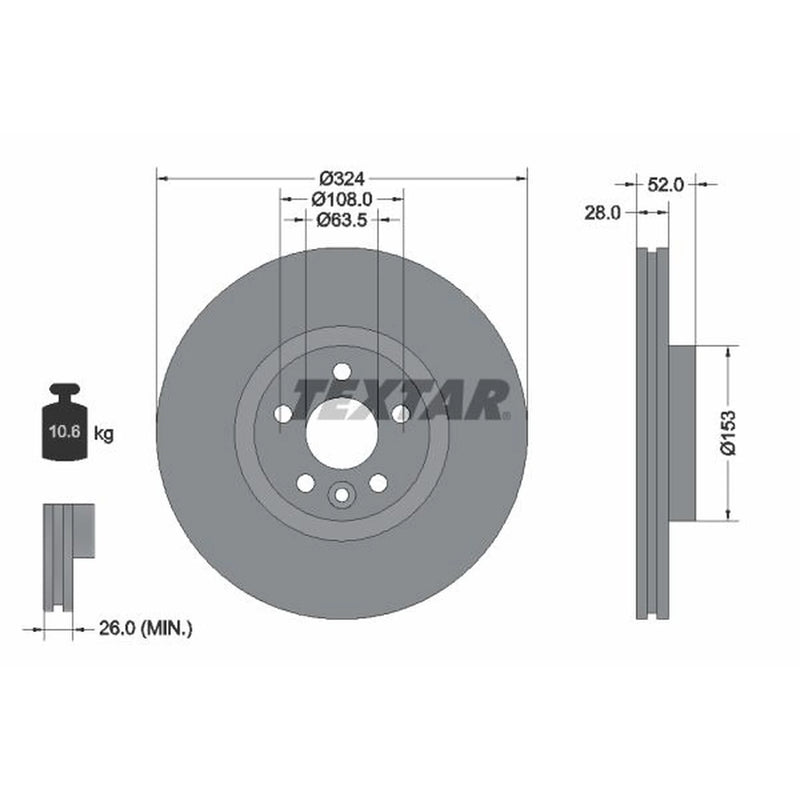 Textar 2 x Vented Front Brake Discs 92293205-x2