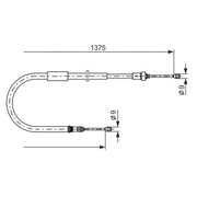 Bosch Handbrake Cable Right Rear fits Renault Modus 2004-2013 1.2 1.4 1.5 1.6
