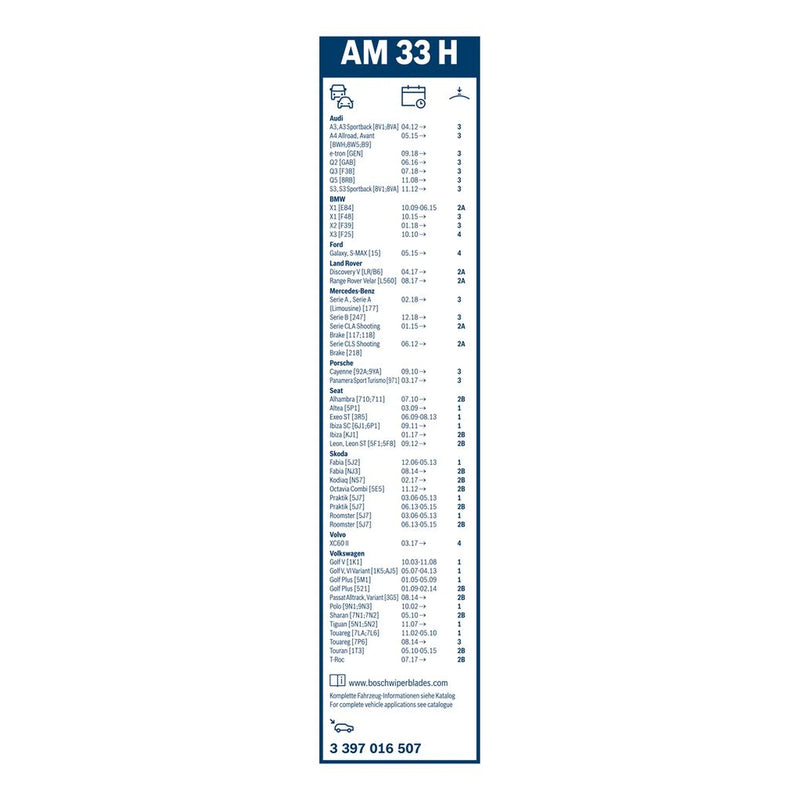Bosch Aerotwin Wiper Blade 330mm — AM33H fits Abarth 600E 2024 on