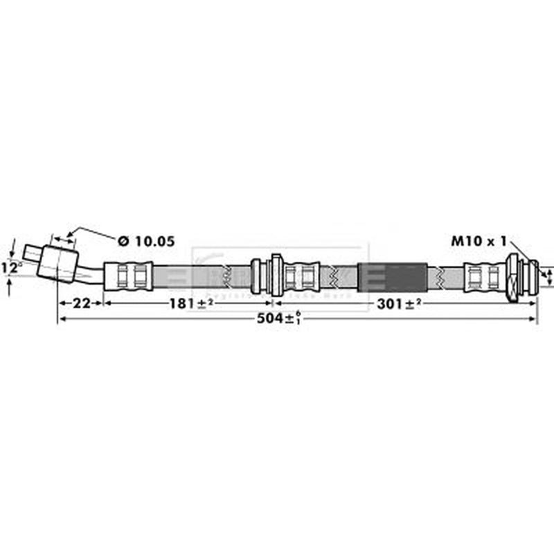 Borg & Beck Brake Hydraulic Hose Line Front Right BBH7144