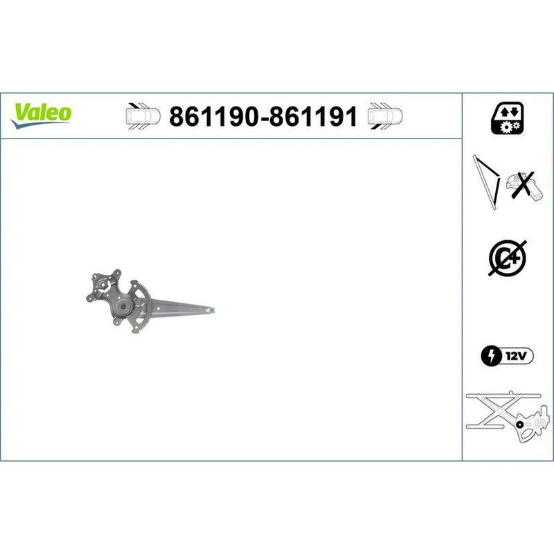 Valeo Electric Window Regulator Lifter Right Rear 861191