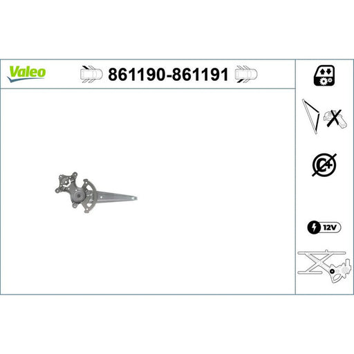 Valeo Electric Window Regulator Lifter Right Rear 861191