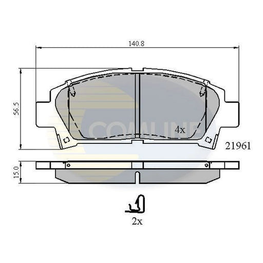 Comline 4 x Front Brake Pad Set fits Toyota Avensis 1997-2003 1.6 1.8 2.0