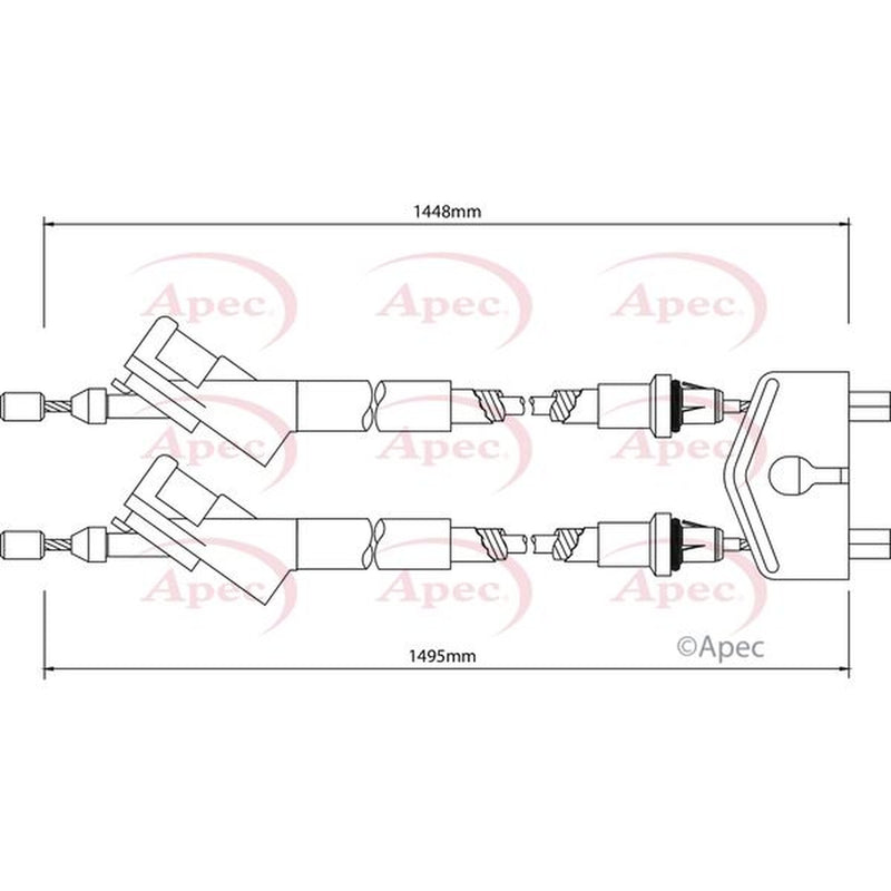 Apec Handbrake Cable Centre fits Ford Focus II 2004-2012 1.4 1.6 1.8 2.0 2.5
