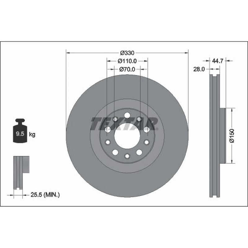 Textar 2 x Vented Front Brake Discs 92337905-x2