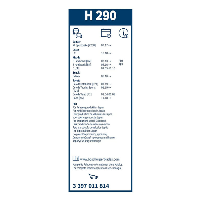 Bosch Conventional Wiper Blade 300mm — H290 fits Jaguar Xf Sportbrake 2017-2018