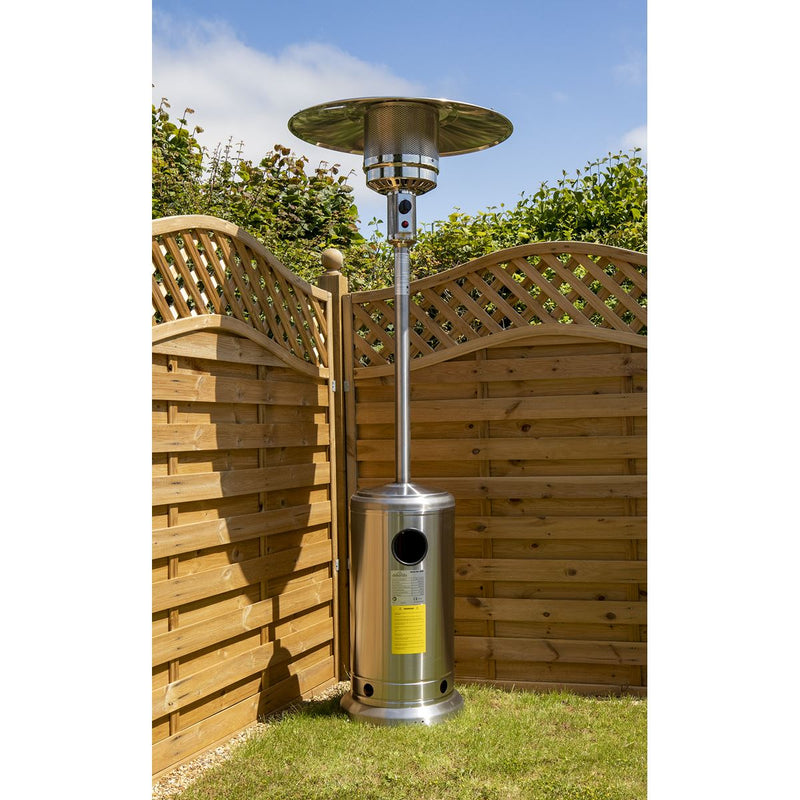 Dellonda 13kW Stainless Steel Commercial Gas Outdoor Garden Patio Heater Wheels Dellonda  - Dynamic Drive