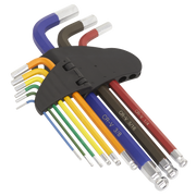 Sealey Ball-End Hex Key Set 9pc Long Colour-Coded Imperial AK7197 Sealey  - Dynamic Drive