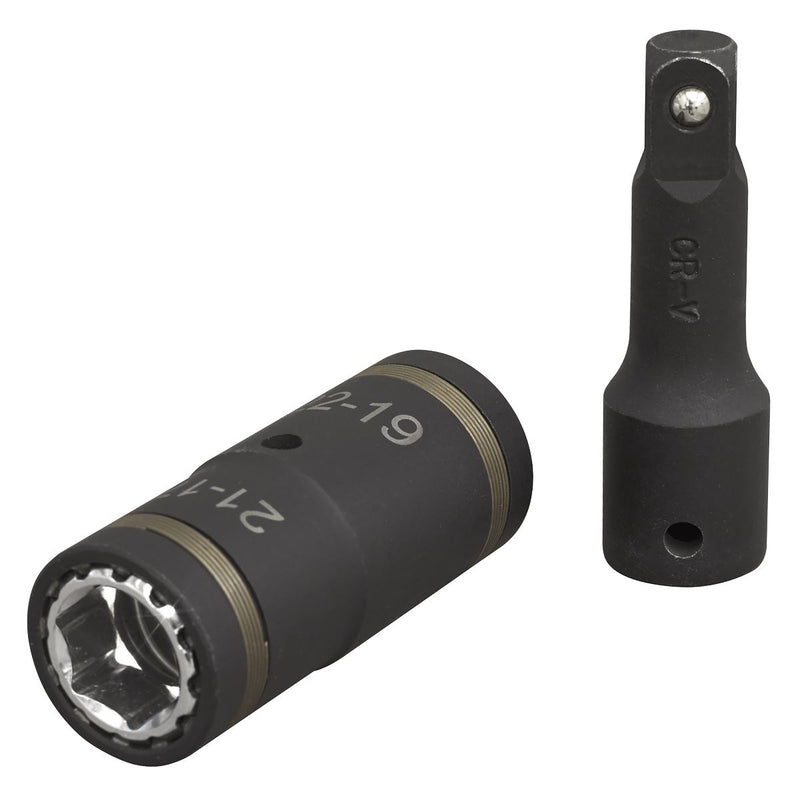 Sealey SX1821 4 in 1 Impact Socket Set 2pc 17/19/21/22mm with 75mm 1/2" Sq Drive Sealey  - Dynamic Drive