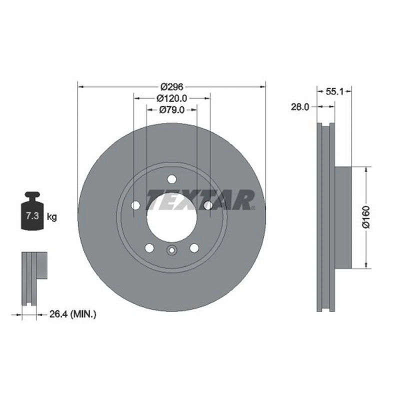 Textar 2 x Internally Vented Brake Discs 92067400