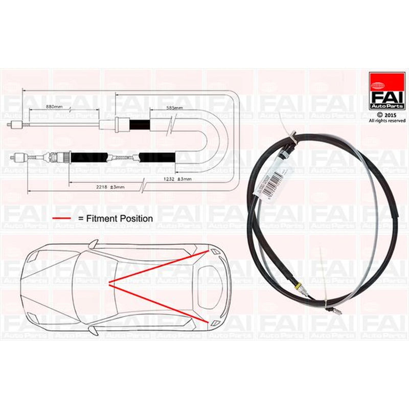 FAI Handbrake Cable Left Rear fits Renault Laguna II 2001-2007