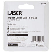 Laser Impact Driver Bit Set 6pc 2180 Laser - Dynamic Drive
