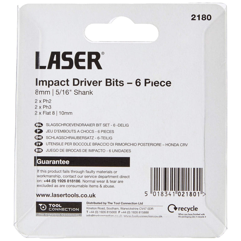 Laser Impact Driver Bit Set 6pc 2180 Laser - Dynamic Drive