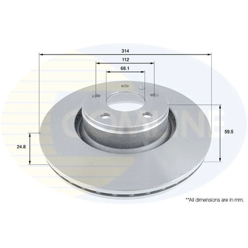 Comline 2 x Brake Discs fits Audi A6 C6 2004-2011 2.0 2.4 2.7 2.8 3.0 3.2