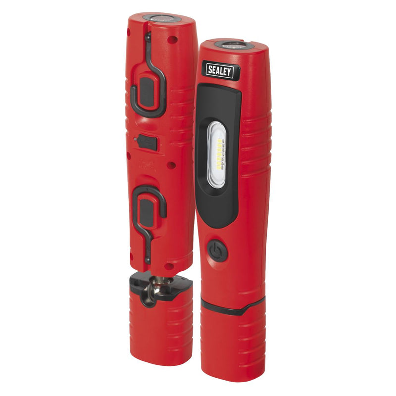 Sealey Red Rechargeable 360° Inspection Lamp 7 SMD+3W LED Lithium-ion Sealey  - Dynamic Drive
