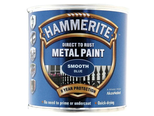 Hammerite Direct to Rust Smooth Finish Metal Paint Blue 250ml Hammerite - NN4 Online