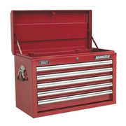 Sealey Topchest 5 Drawer with Ball-Bearing Slides Red AP33059 Sealey - Dynamic Drive