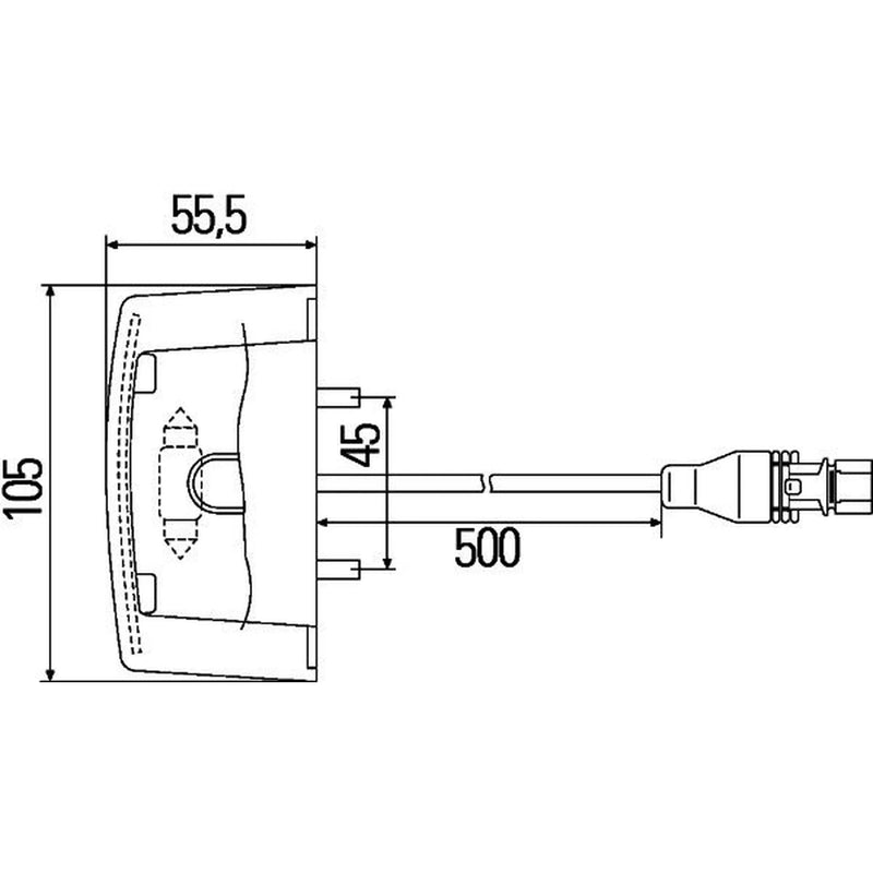 Hella Licence Plate Light / Lamp Lateral Mounting C5W