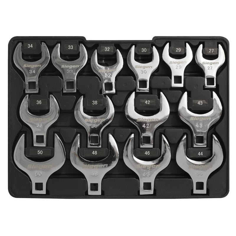 Sealey Crow's Foot Open End Spanner Set 14pc 1/2"Sq Drive Metric S01109 Sealey - Dynamic Drive