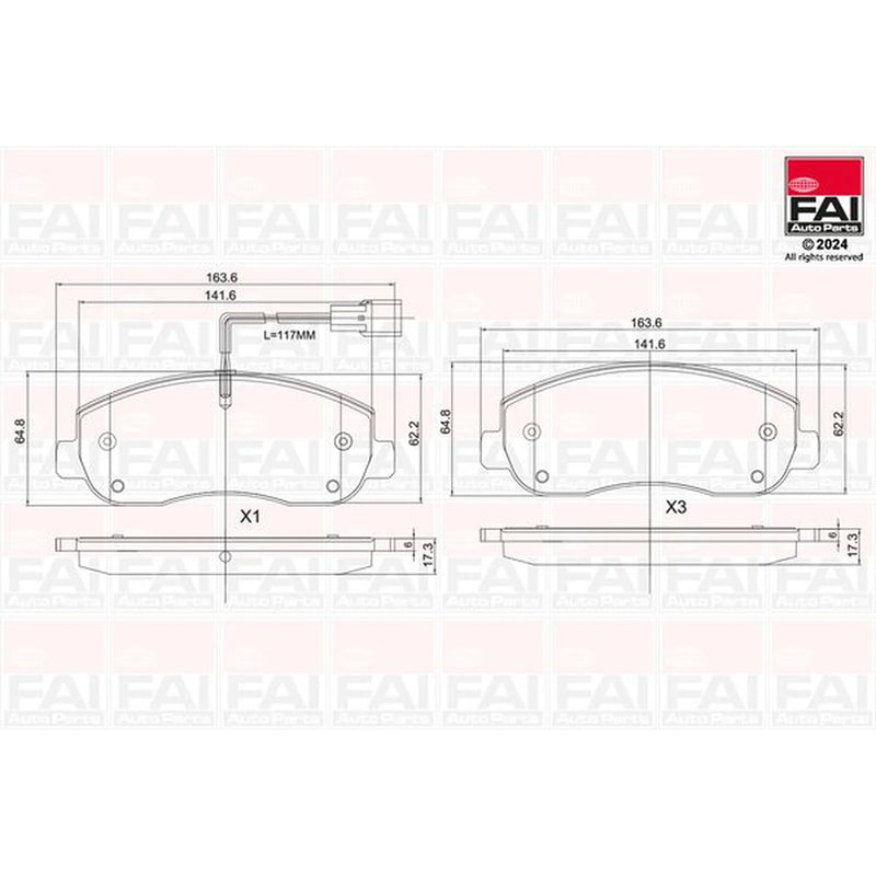 FAI Front Brake Pad Set fits Nissan Interstar 2021-2024