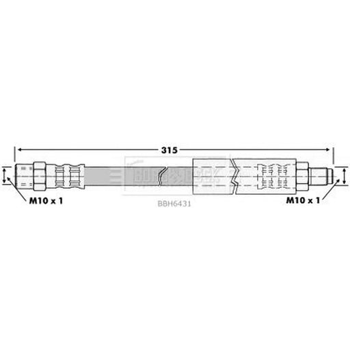 Borg & Beck Brake Hydraulic Hose Line Rear Right BBH6431