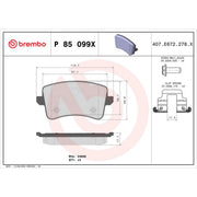 Brembo 4 x Rear Brake Pad Set fits Audi A4 Allroad B8 2009-2016 2.0 3.0