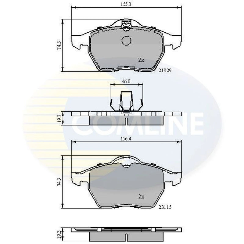 Comline 4 x Front Brake Pad Set fits Opel Calibra A 1991-1997 2.0 2.5