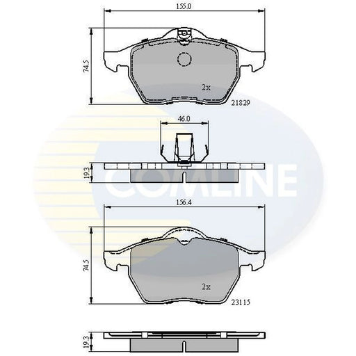 Comline 4 x Front Brake Pad Set fits Opel Calibra A 1991-1997 2.0 2.5