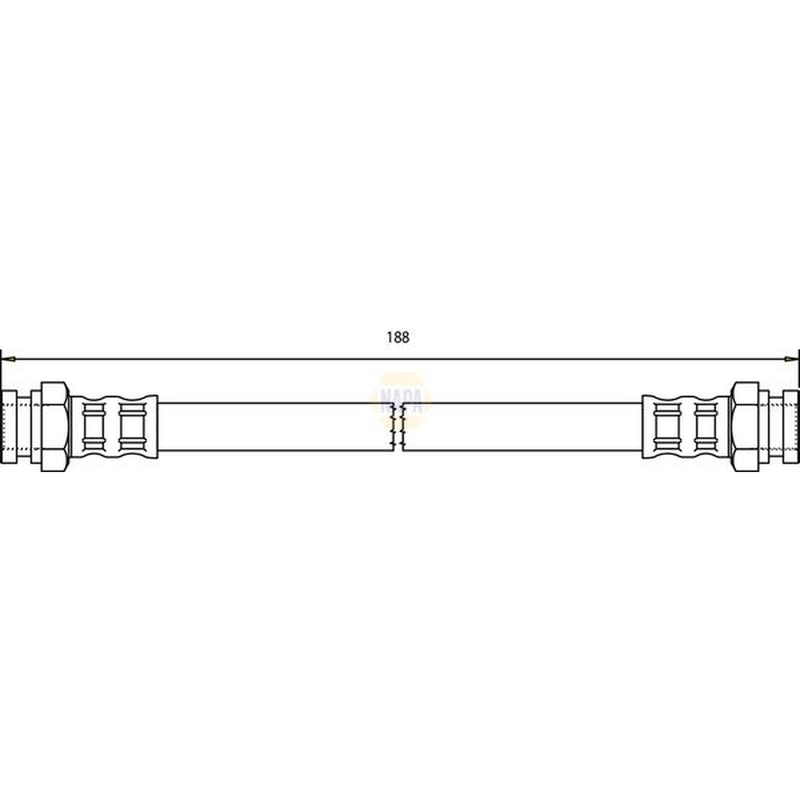 NAPA Brake Hydraulic Hose Line Rear fits Abarth 500 / 595 / 695 2008 on 1.4